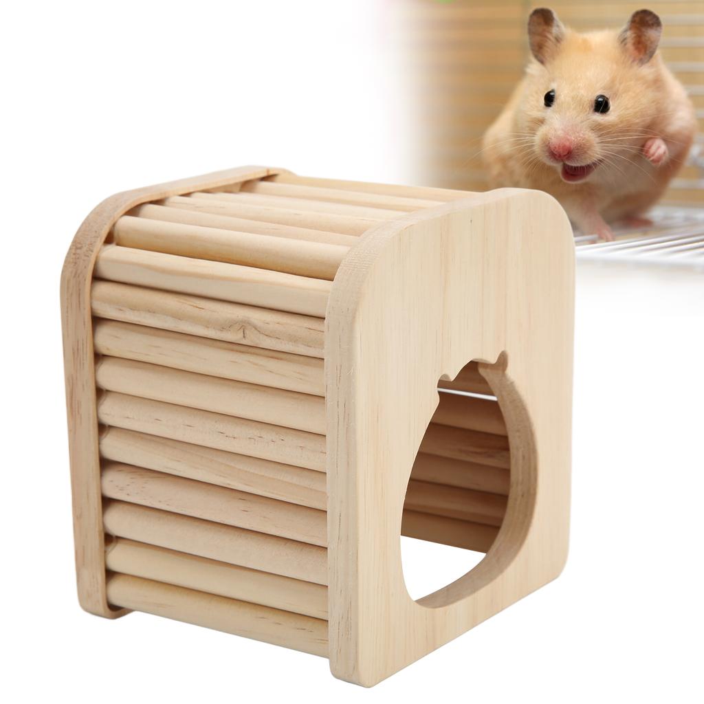 Деревянный домик для хомяка полузакрытый DIY Легко чистить Деревянная палочка для хомяка Плоская верхняя часть Гнездо с лестницей для домашнего хомяка