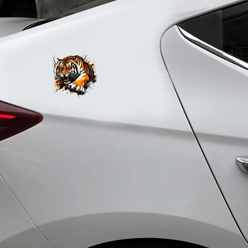 Виниловая наклейка Свирепый Тигр - Водонепроницаемая наклейка для мотоциклов, автомобилей, ноутбуков, стен и многого другого - Яркий оранжевый и черный дизайн
