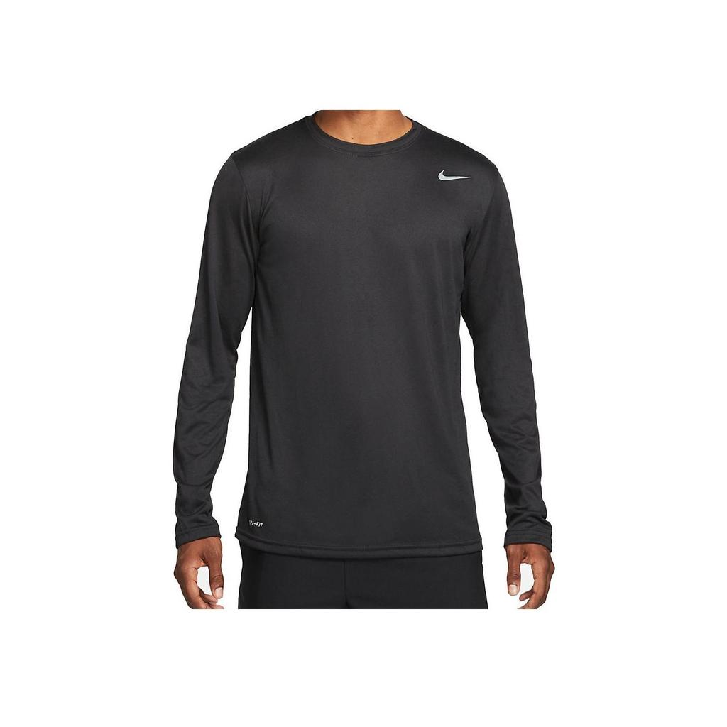 Nike Logo Solid Color Crew Neck Loose Long Sleeve T-Shirt Men Tops Black 727980-010