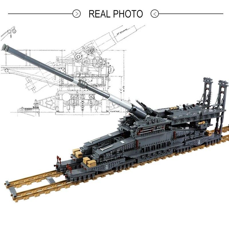 3846 шт. K10005 WW2 железная дорога тяжелая артиллерия модель танка военная серия оружия DIY игрушки строительные блоки подарок для мальчиков