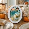 Wooden Halloween Decorations for Home Ghost Oval Photo Frame, Cute Table Sign, Decorative Framed Party Wall Decoration Picture, Creative Art