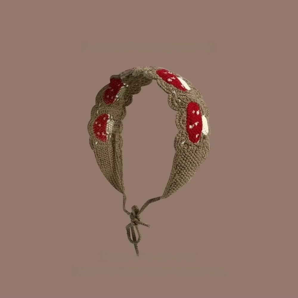 Knit Fabric Crochet Hair Bands Cartoon Design Hair Scarf Mushroom Hair Bands Holiday Season