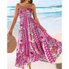 Летнее новое бохо-праздничное платье с разноцветным принтом и бюстье, большие свободные платья для женщин