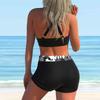 Women's Halter Leaf Print Bikini Tankini Swimsuit