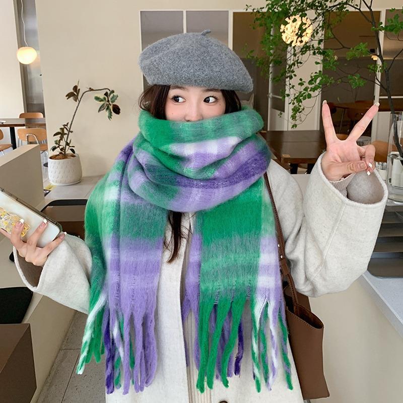 Winter Japanese All Match Scarf Korean Style Mohair Tassel Scarf Student Warm All Match Fashion Thickened Shawl