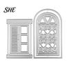 Collage Cutter Mold Mold, Door And Window Shape Cutting Dies, Carbon Steel Fairy Tale Cabin Frame Template, for DIY Handmade Cards Paper Art
