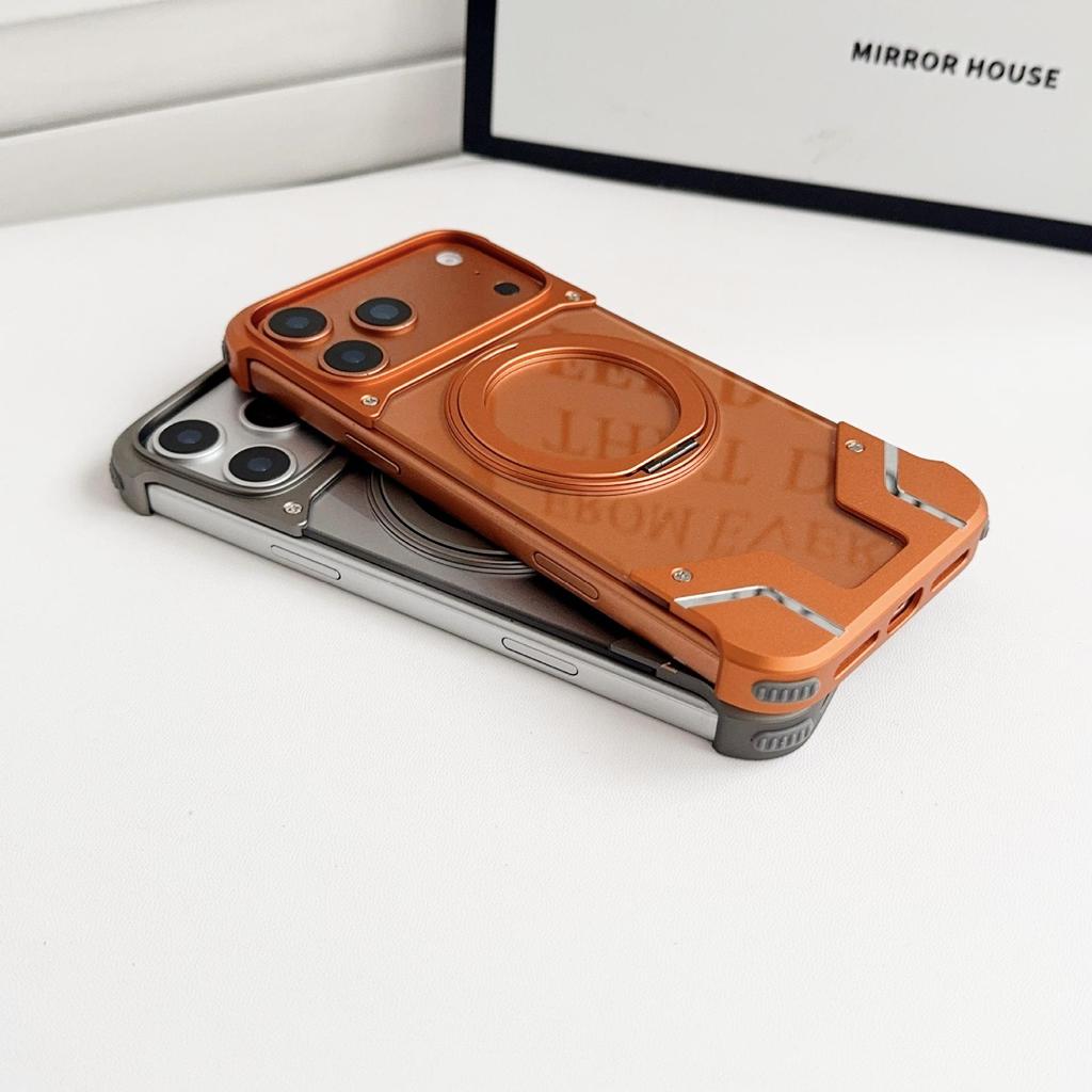 Original Color Metal Magnetic Rotating Bracket Case for Apple 17 Pro Max - Drop-Proof & Borderless Design