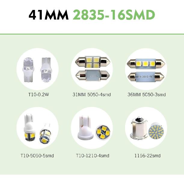 42 PCS Car Interior LED Light Combination Set, T10 31 mm 36 mm 41 mm Reading Light License Plate Light, Super Bright Lighting Bulb, Universal for