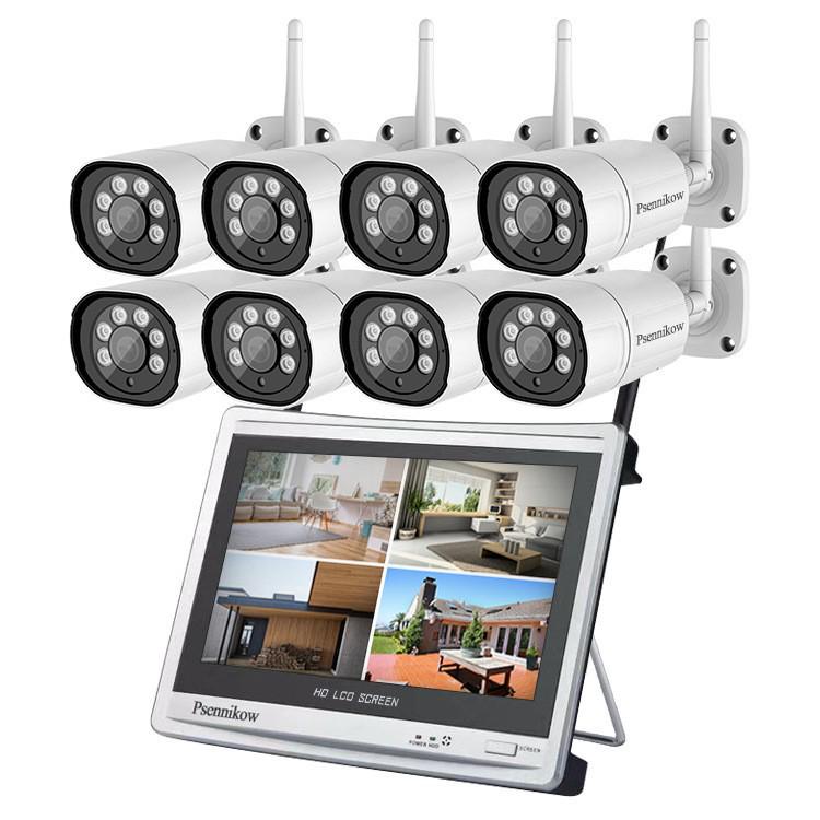 Беспроводной 4/8-канальный комплект для видеонаблюдения с экраном и 3 МП WiFi камерами
