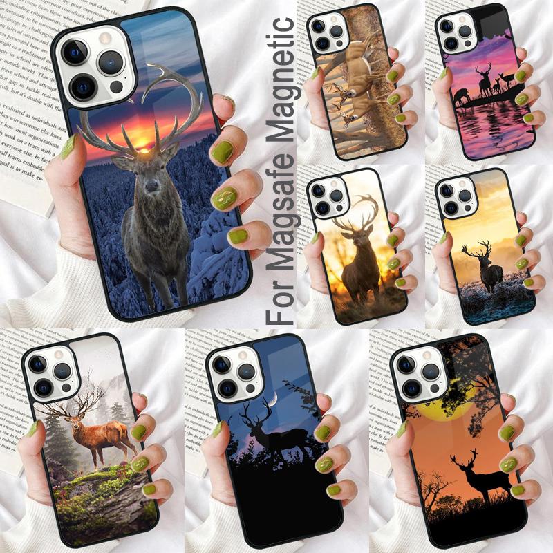 Deer Hunting Animal Soft Phone Case for iPhone 17 Air 16e Pro max 15 Pro 13 14 Plus 11 12 MagSafe Magnetic Coque