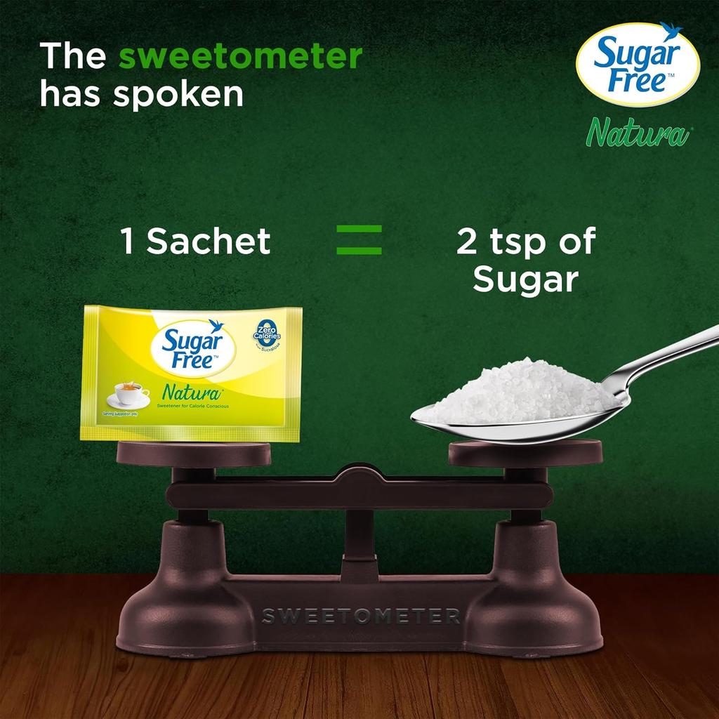 Sugar Free Natura Zero Calorie Sweetener 100 Sachets Pack of 2 | Equivalent To 1Kg Sugar | Heat-Stable, Safe & Sweet 75g