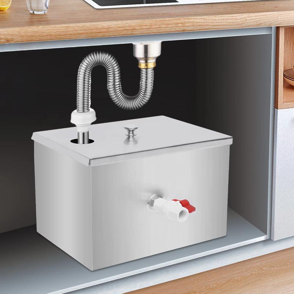 Жироуловитель из нержавеющей стали Расширенные вход и выход с ручкой Утолщенный перехватчик Водо-масляный фильтр Комплект Кухня Общепит