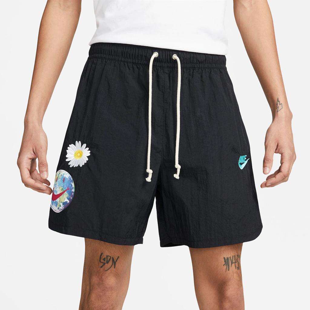 Nike Floral Logo High-Waisted Printed Drawstring Loose Casual Shorts Men Bottoms Black DM5057-010