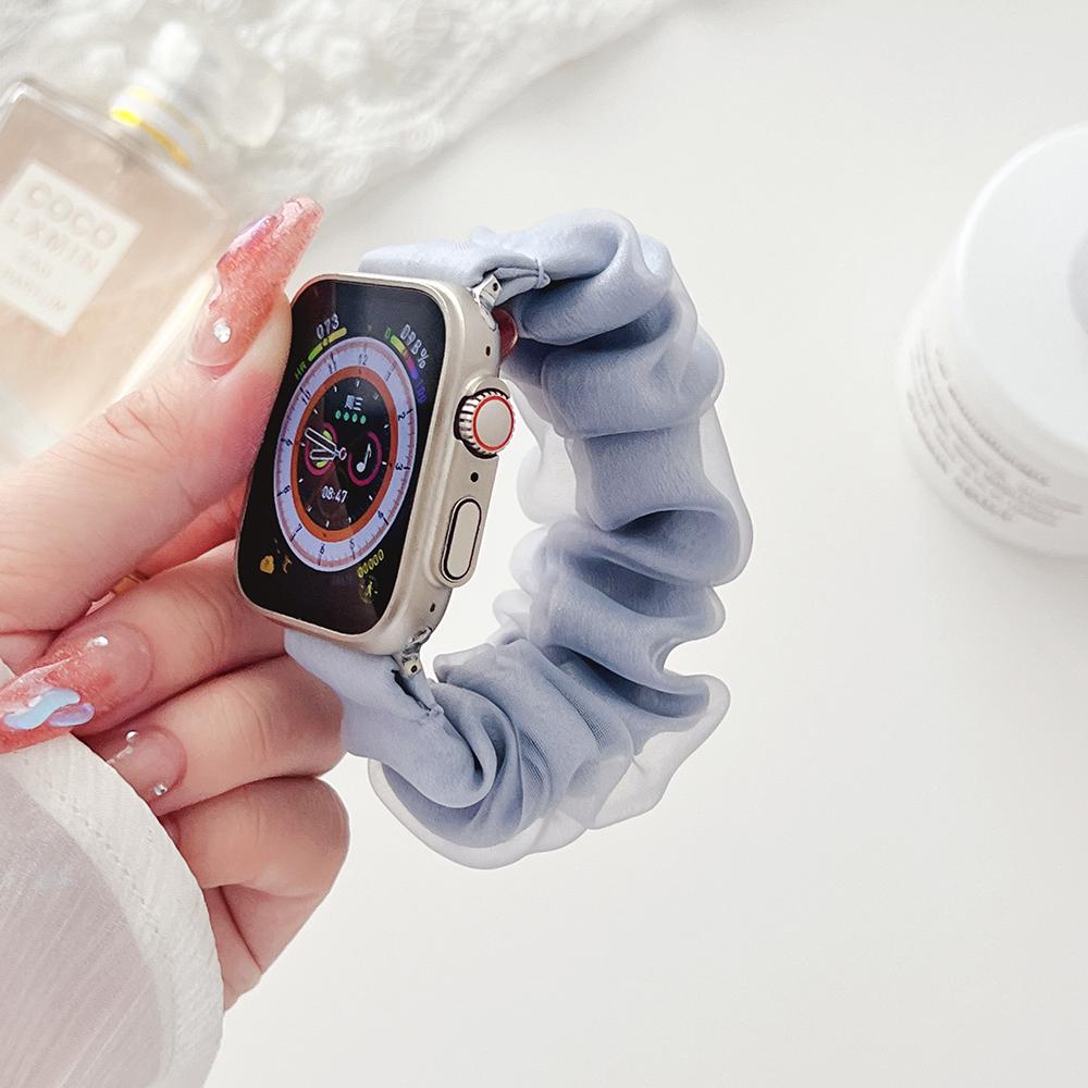 Purple Scrunchie Dressy Strap for Apple Watch Band Series 10 9 8 7 6 5 4 3 2 SE Soft Elastic Wristband for iWatch Bracelet Women