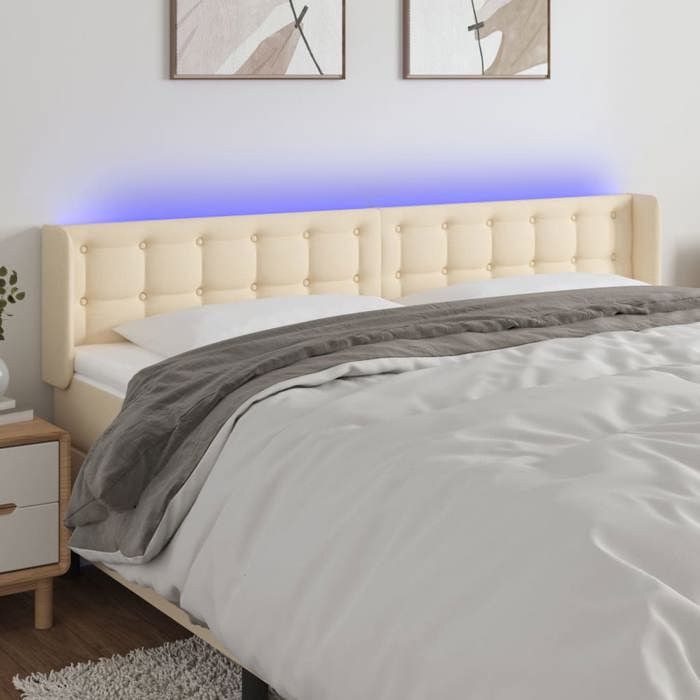 VidaXL LED Headboard Bedroom Furniture Double Bed Accessory Head of Bed Frame Interior Cream 3123689