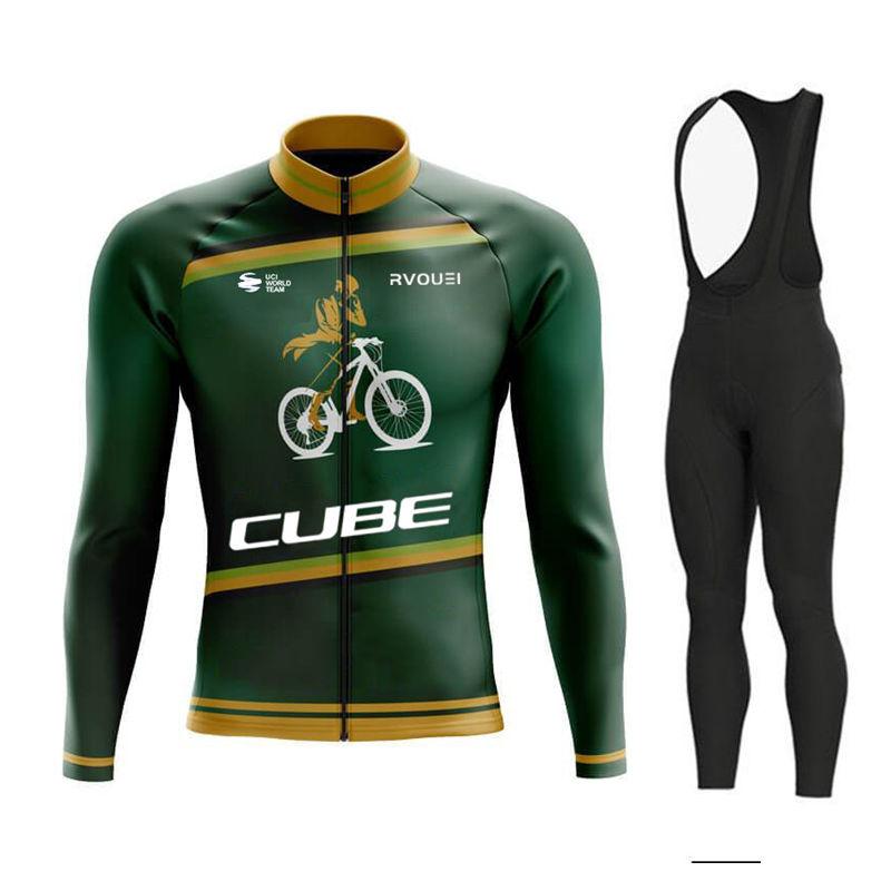 2026 Autumn Breathable Cycling Suit Set Rvouei Cube Team Long Sleeve Men MTB Bike Clothing Autumn Bicycle Clothes Maillot Ropa Ciclismo