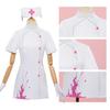 Anime Blue Hair Girl Rabbit Hole Nurse Cosplay Suit Sexy Nurse Outfit with Stockings and Nurse Cap Female Role Play Party Dress