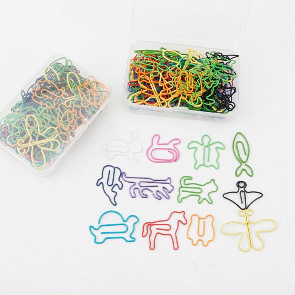 60pcs Plastic-coated Metal Paper Clip 12 Kinds Memo Clips Bookmarks School Stationery Office
