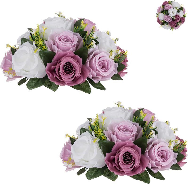Silk Flowers Bouquet Artificial Roses Table Centerpieces Weddings Decoration Flower Balls for Reception Event