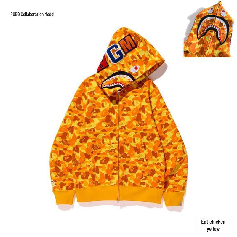 Модный Худи APE - Куртка-бомбер на молнии с камуфляжем "Акула", Версия для родителей и детей