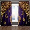 Рамадан Фестиваль Фиолетовый Принт Шторы Украшение Окна Карманы Карманы Полиэстер Шторы Спальня Гостиная Домашнее Украшение