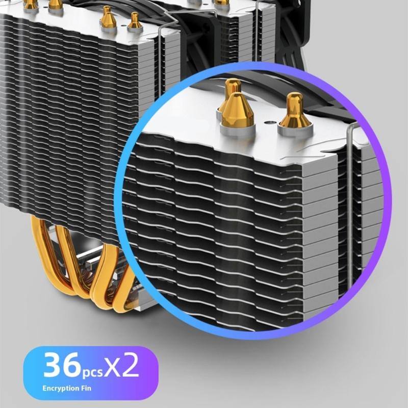 6 Тепловых Трубок ARGB Воздушный Кулер для CPU PWM ARGB Вентилятор Охлаждения для Корпуса ПК LGA Компьютерное Оборудование Тепловое Управление
