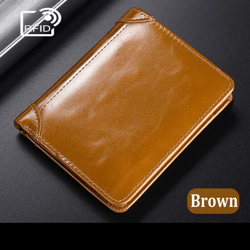 Мужские кошельки из натуральной кожи, мужской кошелек, кредитные визитницы, винтажный коричневый кошелек из воловьей кожи, масляный воск