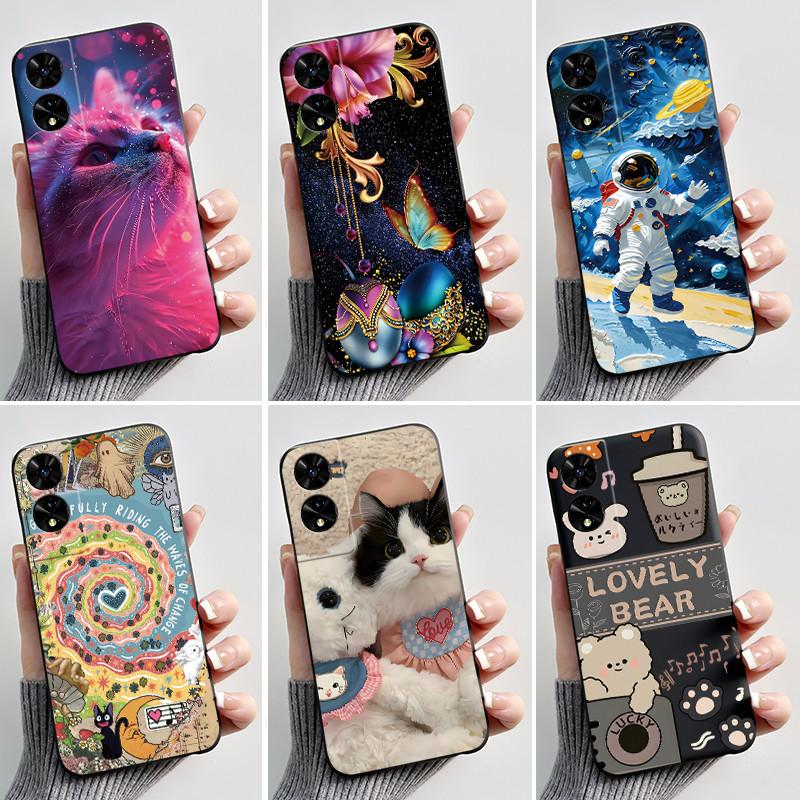 Casing For TCL 505 Case T509K T5094 Aesthetic Fashion Cute Cat Cartoon Soft Silicone Back Cover Black TPU Protective Phone Case