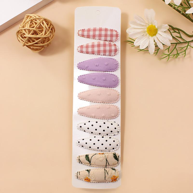 10 шт./компл., хлопковые заколки-бантики для волос с принтом для новорожденных, тканевые заколки в клетку, головные уборы для девочек, детские аксессуары для волос