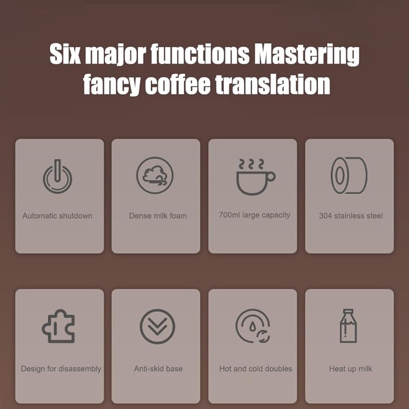 removable milk frother 23.67oz/700ml electric milk frother and steamer with touch control 600W 5 in 1 hot/cold foam maker latte cappuccino for hot