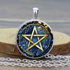 Колдовство пентаграмма стеклянный кабошон кулон ожерелье с викканской звездой женское ожерелье с викканским ювелирным изделием