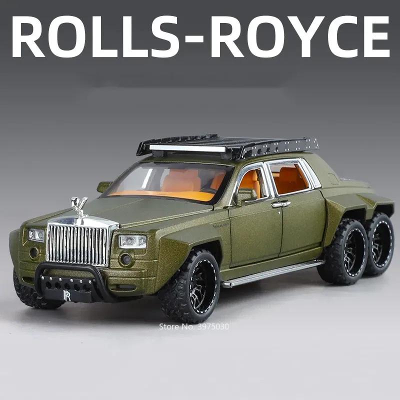 1:32 RAM Mammoth Rolls Royce Phantom 6x6 Toys Cars Models Pull Back Light Music Miniature Off-road Vehicles Toddler Kids Gifts