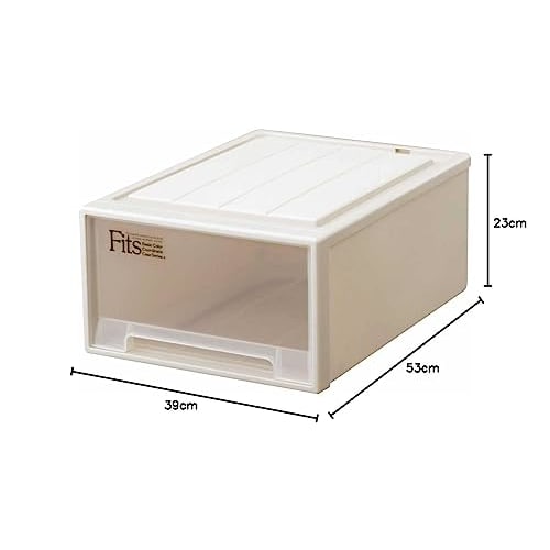 Tenma Fits Case Closet Storage Box, 39cm Wide x 53cm Deep x 23cm High, Sagging-Resistant Storage Case, Made in Japan, Cappuccino Color, Size M-53