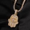 THE BLING KING Большой Камень Глаз Рука Фатимы Подвеска Iced Out Багетная Циркониевая Кубическая Циркония Роскошное Ожерелье Хип-хоп Украшения Подарок на Вечеринку