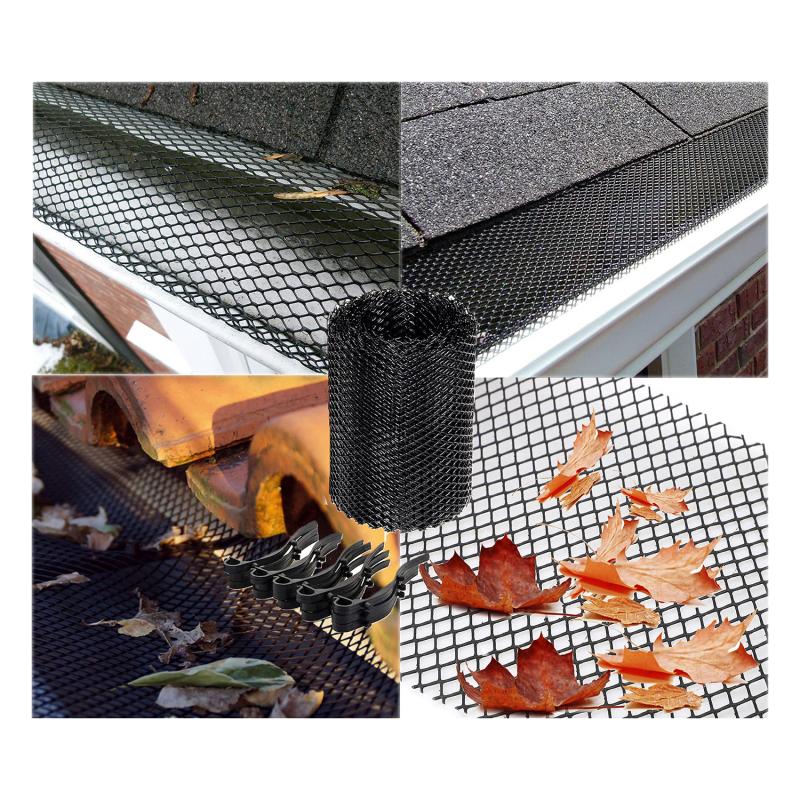 DIY Plastic Gutter Guard Screen Protection Netting Outdoor Leaf Mesh Filte Gutter Cover with Hooks