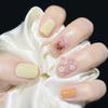 Artificial Nails Fresh Creamy Yellow Cute Bear Manicure Fake Nails Manicure Patches Wearable Nails Removable Manicure