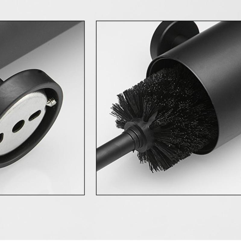 Creative Toilet Brush with Holder Bathroom Toilet Bowl Brush Holder Toilet Bowl Cleaner Brush Wall Mounted Toilet Brush Black
