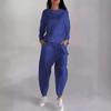 Spring and Autumn Women's Long Sleeve Top Fashion Tie Multi-Pocket Trend Sports Solid Colour Casual Pant Suit