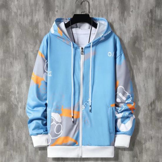 2 шт./компл., мужское пальто, брюки, костюм с капюшоном, буквенным принтом, застежкой-молнией, свободная эластичная талия, мужской спортивный костюм в стиле хип-хоп с ремешками на щиколотке