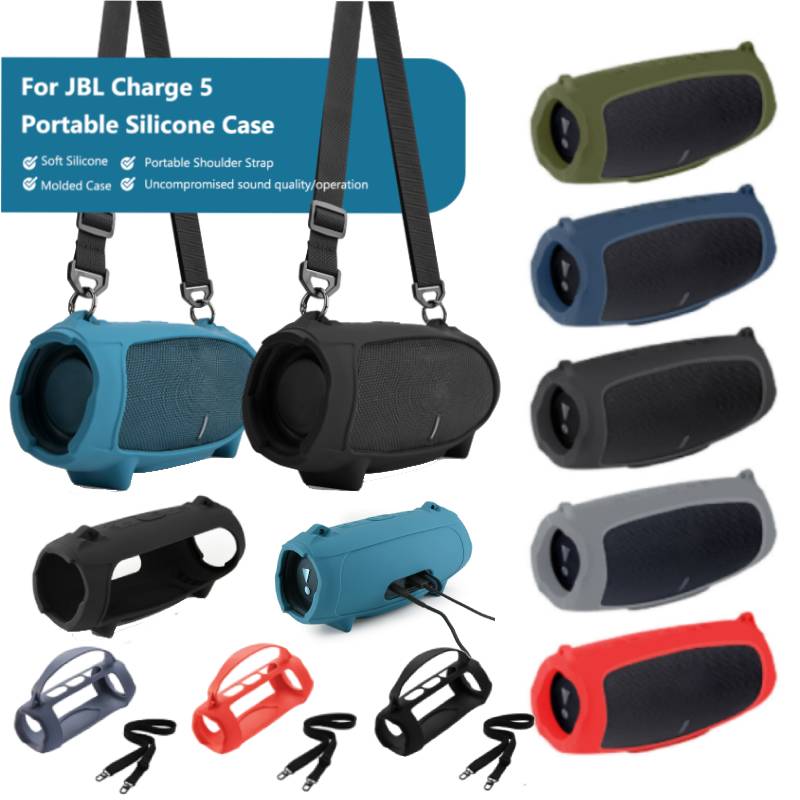 Для JBL Charge 5 Bluetooth-динамик Чехол Мягкий силиконовый чехол-скин с ремешком для JBL Charge 5 Беспроводной Bluetooth-динамик Сумка
