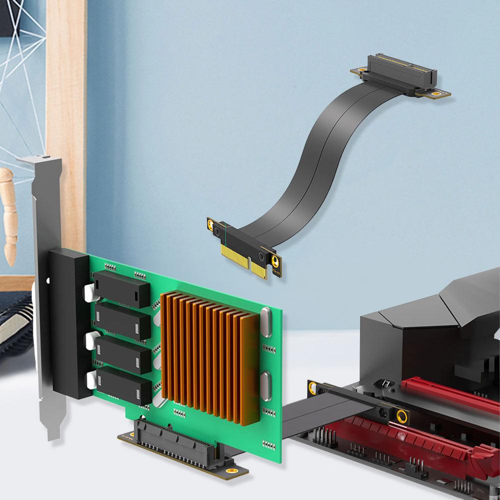 PCI-E 4.0 X1/X4 Riser Cable PCIE 4.0 Extension Cable Black High Speed GPU Riser Cable PCI-E 4.0 Riser Video Card Extension Cable