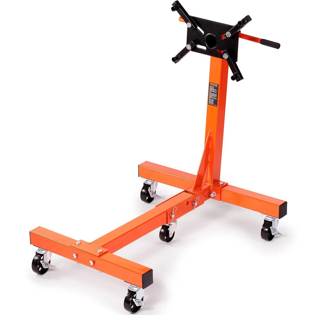 VEVOR Engine Stand, 1500 lbs (3/4 Ton) Rotating Engine Motor Stand with 360 Degree Adjustable Head, Cast Iron Folding Motor Hoist Dolly, 5-Caster