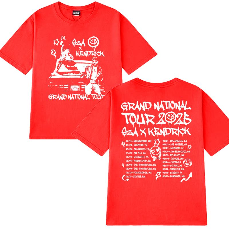 New Kendrick Lamar SZA Grand National Tour 2025 T Shirt Unisex Women vintage Hip Hop streetwear Unisex Cotton short sleeve Tshirts
