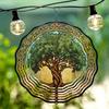 Celtic Tree of Life Wind Chime Outdoor Garden Decor Metallic Artwork Vibrant Green and Brown Hanging Chime for All Seasons No Battery Needed