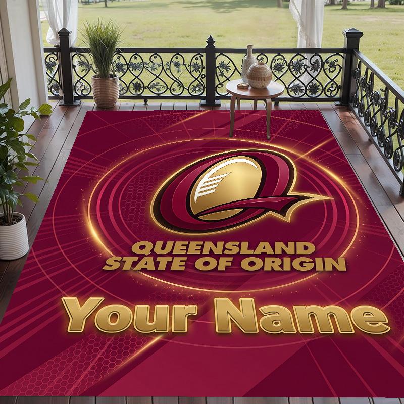Custom Text Printed Rug Queensland Maroons Non Slip Floor Carpet For Home Room Decor