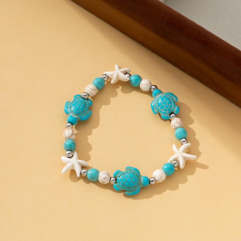 Ornaments Starfish Beaded Bracelet Bohemian Shell Beaded Handstring Turtle Woven Bracelet Women