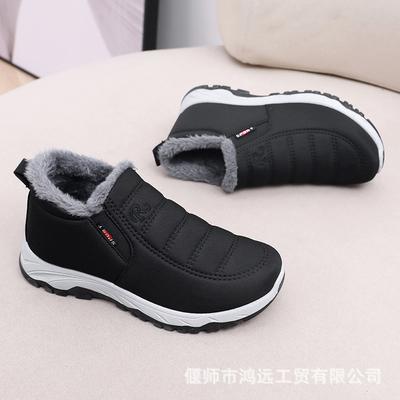 Хлопковая обувь женская новая зимняя бархатная утолщенная сноубутсы на одной педали для женщин среднего возраста, удобная теплая женская хлопковая обувь