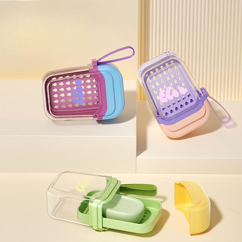 Portable Travel Soap Box with Lid, Sealed Double Decker Soap Storage Container for Toiletries Organization, Leak Proof Design
