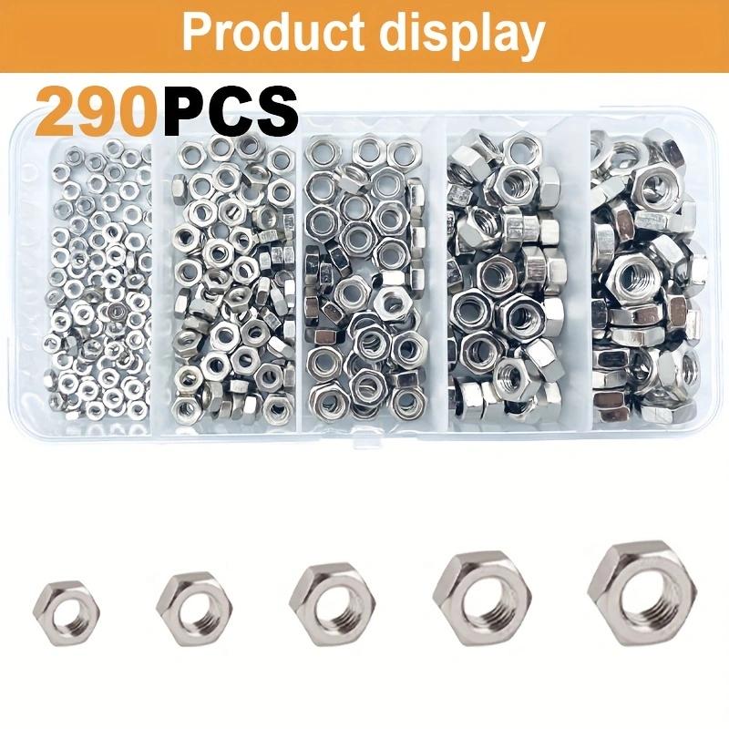290 шт. никелированных шестигранных болтов и гаек M2 M3 M4 M5 M6, подходящих для автомобильной, велосипедной, инженерной техники и других видов оборудования
