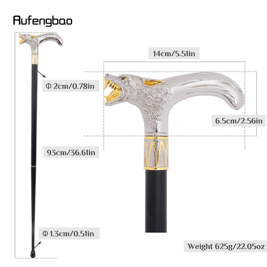 Золотая Белая Голова Волка Кусающая Трость для Ходьбы Модная Декоративная Трость Джентльмен Элегантная Косплей Трость Набалдашник Посох 93см